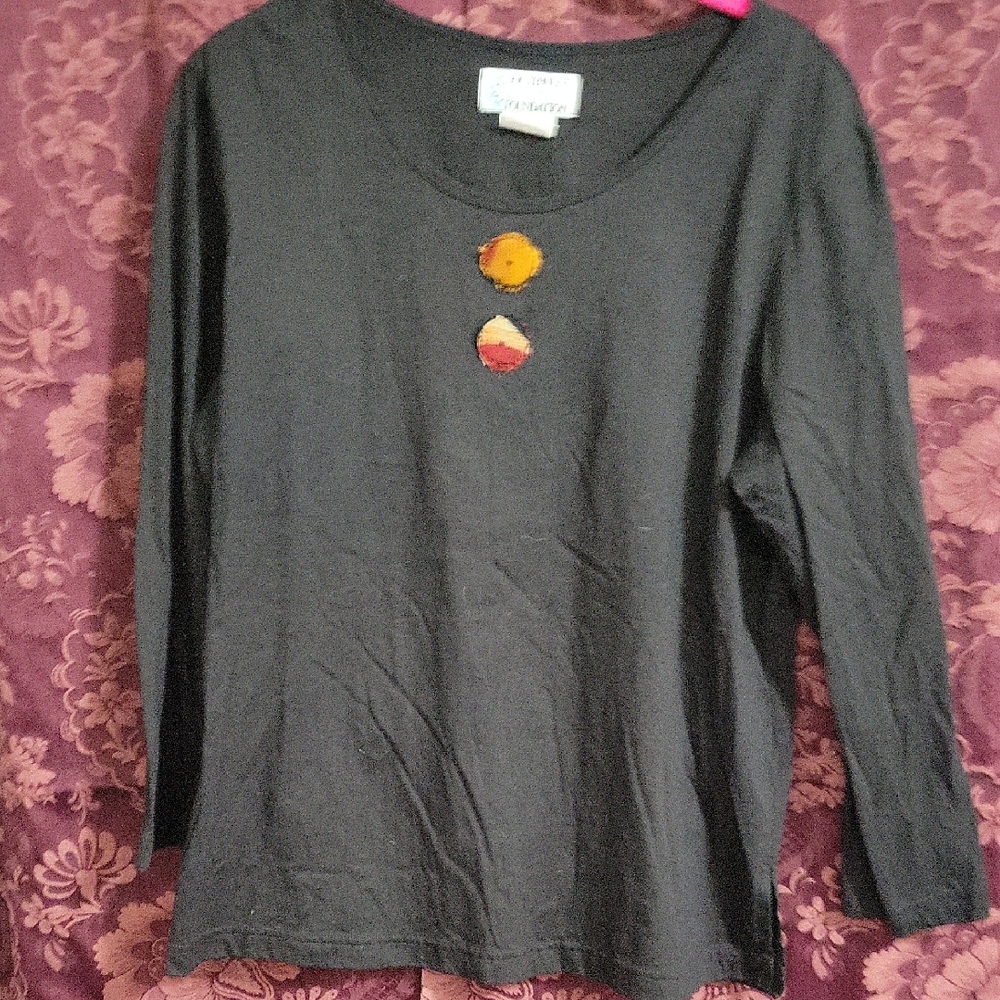 Black Women's Top with Decorative Accents